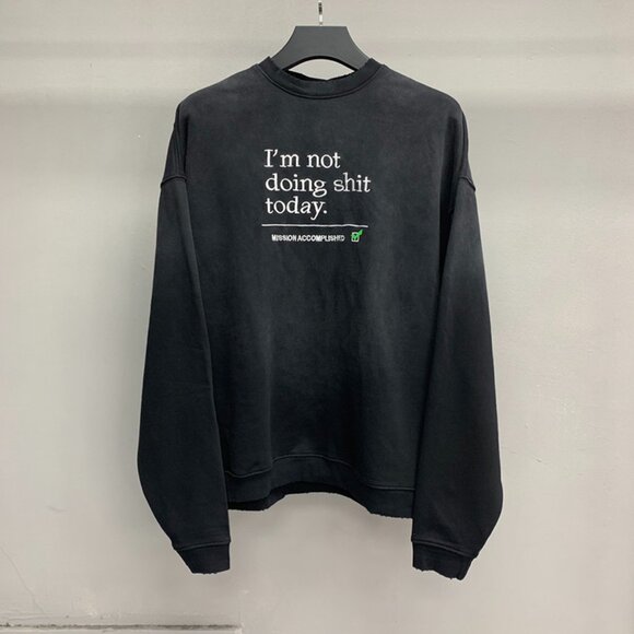 Vetements Washed Black Embroidered Sweatshirt - Picture 1 of 8